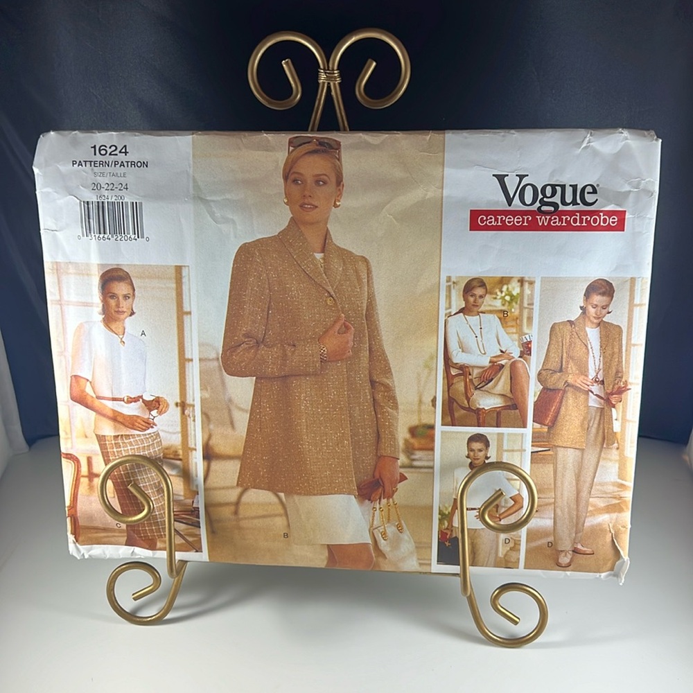Vogue 1624 UNCUT Vintage Career Wardrobe Sewing Pattern Sizes 20 22 24
